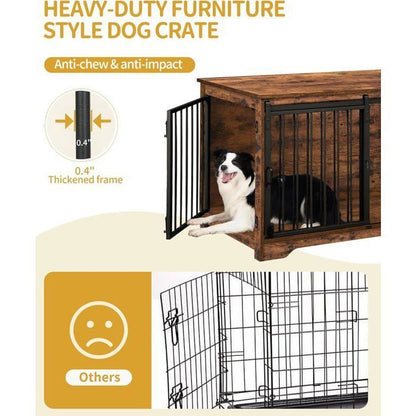 100cm Cage pour Chiens, Table d’Appoint, Niche Moderne pour Chiens, Cage pour Chiots, Maisonnette pour Animaux, 2 Portes