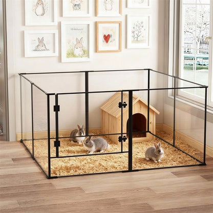 Parc pour Petits Animaux Enclos Lapin Intérieur Rongeur Chiot Cochon d'Inde - 6 Panneaux - 124x63x40cm