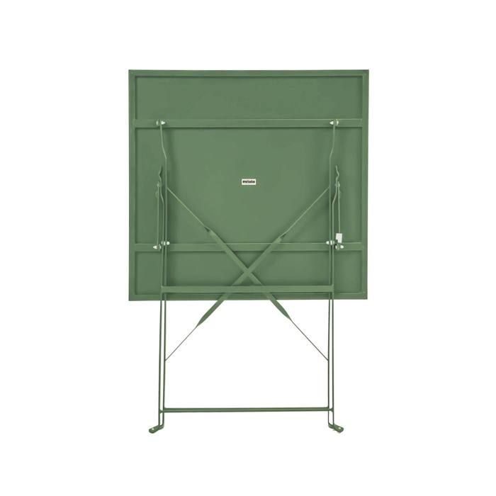 Table de jardin et 2 chaises acier 60 cm vert cactus Rome - Oviala