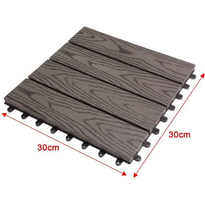 WOLTU Carrelage de sol Dalle WPC 30x30cm,pour jardin terrasse en composite bois-plastique,Café(22 pièces-2 m²)GTF002hco-2