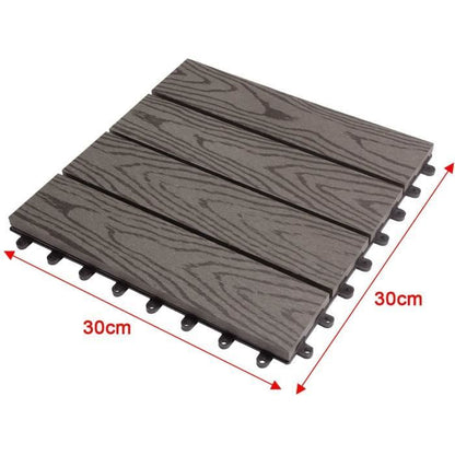 WOLTU Carrelage de sol Dalle WPC 30x30cm,pour jardin terrasse en composite bois-plastique,Café(22 pièces-2 m²)GTF002hco-2