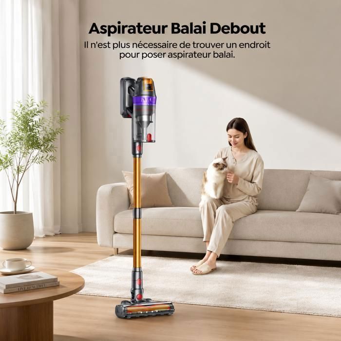 BUTURE VC90 Aspirateur Balai sans Fil – 65 kPa/600W/60 min – SmartSpeed– Charge rapide –Batterie amovible- Idéal sols durs & tapis