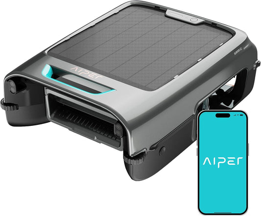 AIPER EcoSurfer S2 Robot Skimmer de Piscine Solaire, Robot Piscine sans Fil avec Application, Nettoyage de Surface 24/7, Charge Solaire & Secteur, Détection Intelligente d'obstacles, Filtre 150 µm