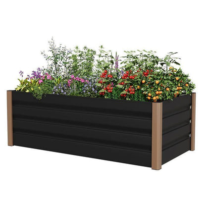 Bac de jardin surélevé en aluminium 240*100*40 cm – Anti-rouille, fond ouvert, coins arrondis, Gris, 1pc
