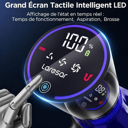 Laresar Aspirateur Balai sans Fil, 65KPa/600W/70 Mins,Tuyau Extensible 1M, Parfumé, Chargement Mural, Poils d'Animaux/Tapis/Voiture