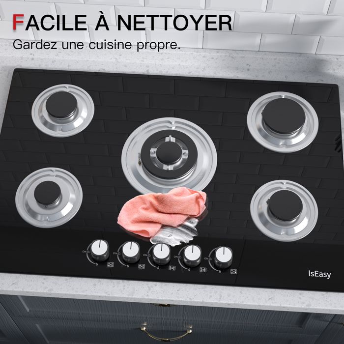Plaque de cuisson gaz ISEASY 5 feux encastrable