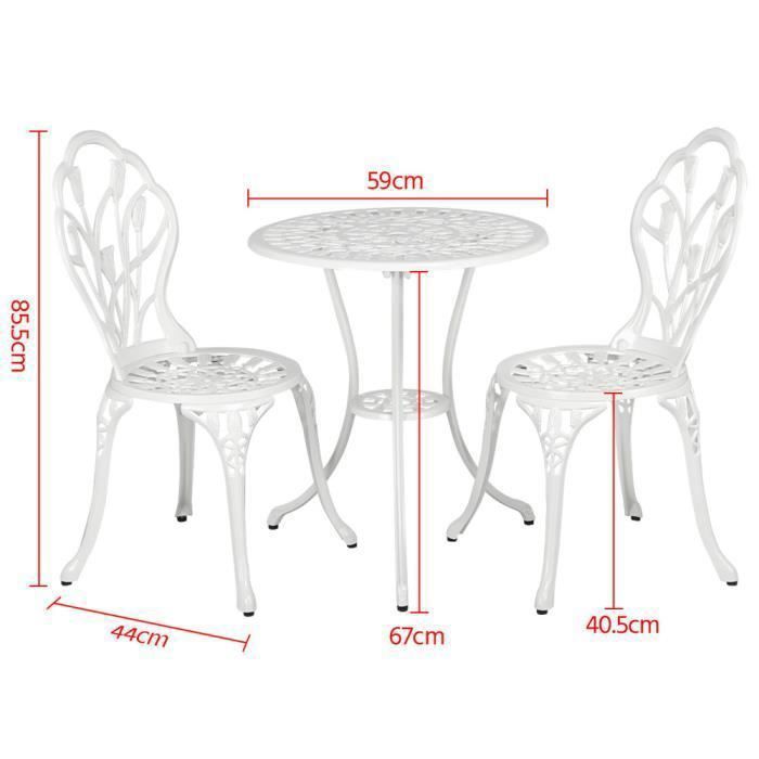 Yaheetech Ensemble Mobilier Salon de Jardin - 2 Chaise 1 Table - en Alliage d'aluminium - avec trou pour parasol -Table basse à café