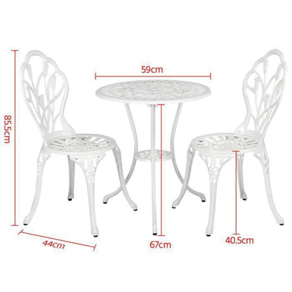 Yaheetech Ensemble Mobilier Salon de Jardin - 2 Chaise 1 Table - en Alliage d'aluminium - avec trou pour parasol -Table basse à café
