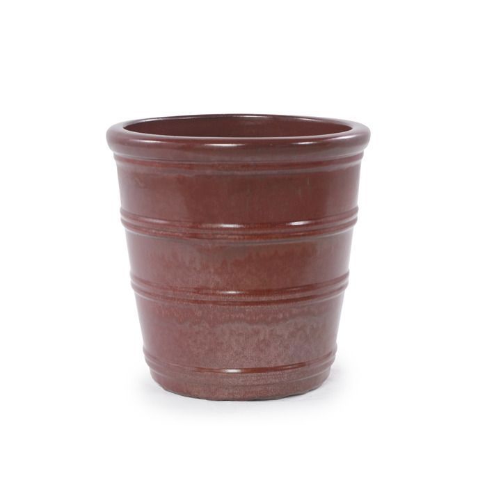 Pots de Fleur en Céramique - 41,5x41,3 cm - Grand Bac à Fleurs avec Trou de Drainage - Vase Design pour Jardin - Taupe