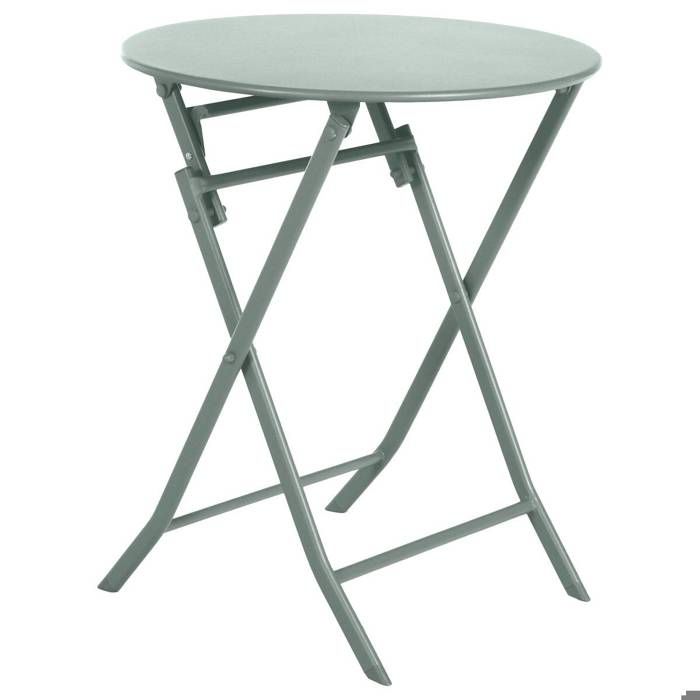 Table de jardin pliante ronde "Greensboro" vert olive 2 places en acier traité époxy - Hespéride
