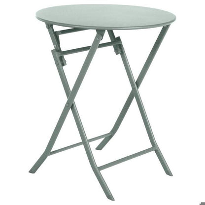 Table de jardin pliante ronde "Greensboro" vert olive 2 places en acier traité époxy - Hespéride