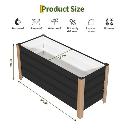 Bac de jardin surélevé en aluminium 240*100*40 cm – Anti-rouille, fond ouvert, coins arrondis, Gris, 1pc