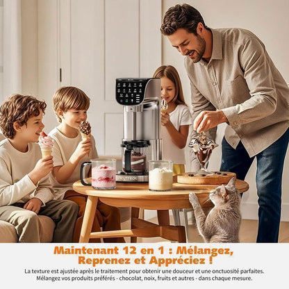 Sorbetière Machine à Glaces 12 en 1 - ICYTREAT - 12 Programmes - Machine à Granité- l’italienne Intégré - Affichage LED - 3 Bols