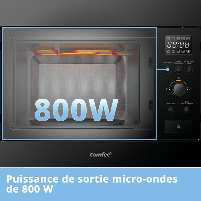 Micro-ondes encastrable COMFEE CBMAM820BJL-BK - 800W - L59,5 x H38,8 x P40 cm- 20L - Noir