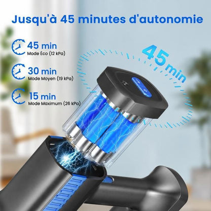 LINHOO Aspirateur Balai Sans Fil S7P Bleu avec Écran LED et Brosse Rouleau Souple