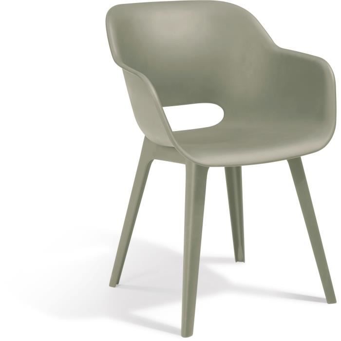 Chaises de jardin - KETER - AKOLA - Lot de 2 en résine - Gris olive - Dossier ergonomique