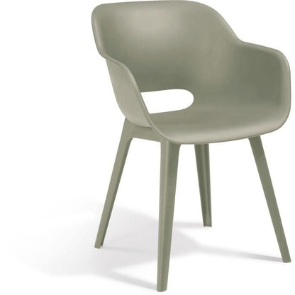 Chaises de jardin - KETER - AKOLA - Lot de 2 en résine - Gris olive - Dossier ergonomique