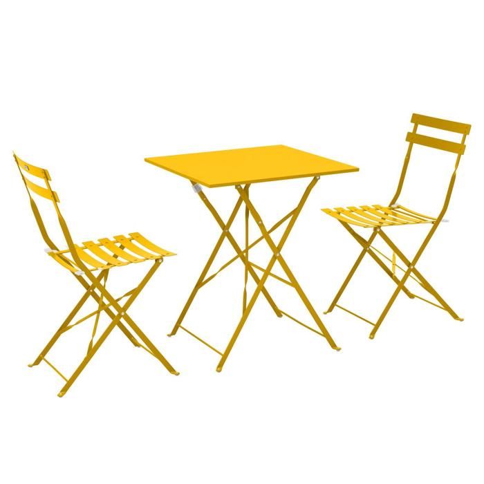 Table de jardin et 2 chaises acier 60 cm vert cactus Rome - Oviala