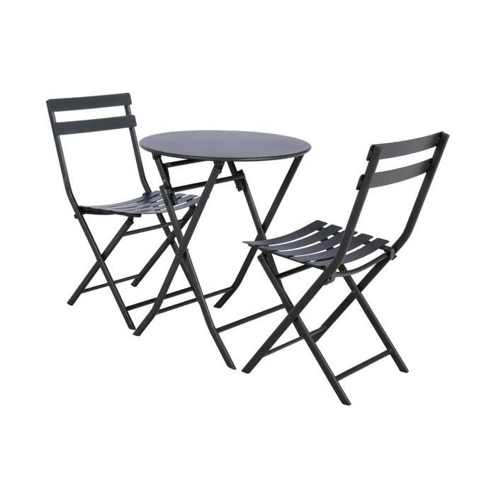 Table de jardin pliante ronde "Greensboro" vert olive 2 places en acier traité époxy - Hespéride