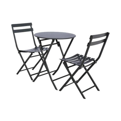 Table de jardin pliante ronde "Greensboro" vert olive 2 places en acier traité époxy - Hespéride