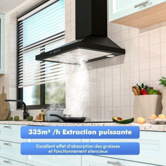 FIREGAS hotte aspirante 60 cm, 3 vitesses, recirculation 335 m³/h avec filtre à charbon actif CC130