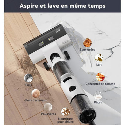 JONR Aspirateur balai laveur Sans Fil ED12 4-in-1- Humide & Sec -30 min-Self Cleaning Function, for Hard Floors- 850mL