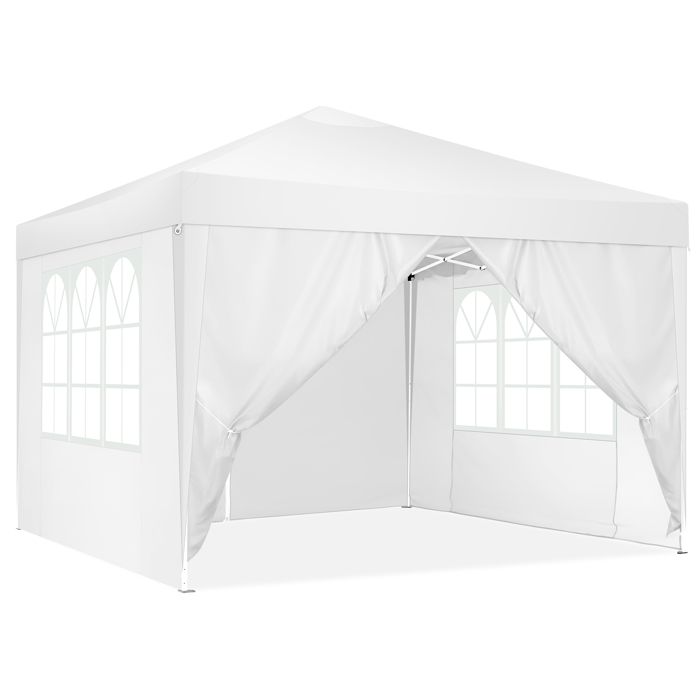 Tonnelle de Jardin 3x3m Tente Pavillon de Jardin Pliante pour Exterieur,imperméable avec 4 Côtés,Blanc