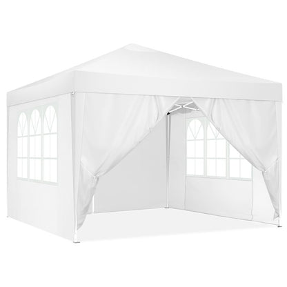 Tonnelle de Jardin 3x3m Tente Pavillon de Jardin Pliante pour Exterieur,imperméable avec 4 Côtés,Blanc