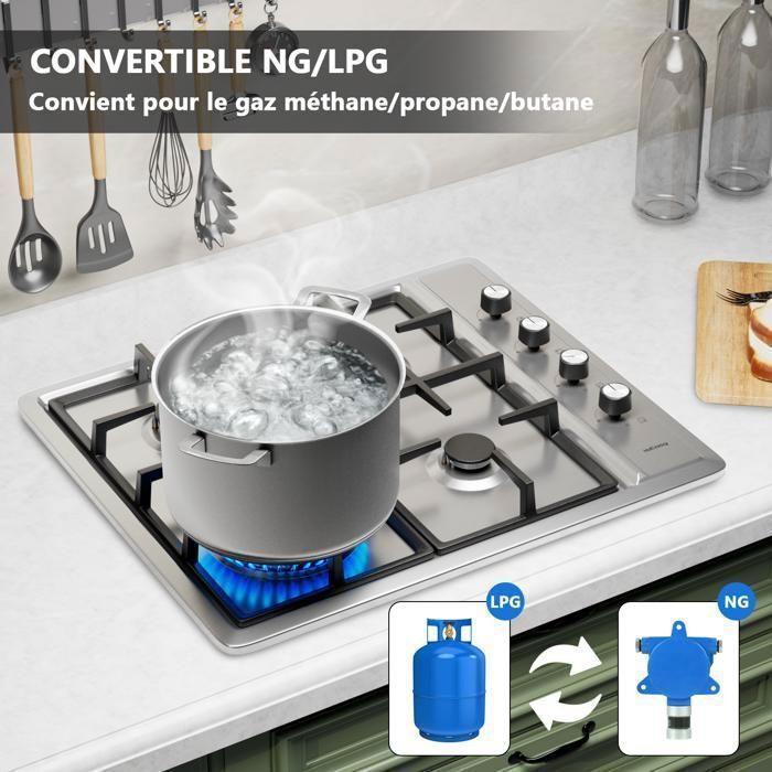 Plaque de Cuisson Gaz - ISEASY - 2 Feux - Inox - Encastrable - Allumage par Impulsion