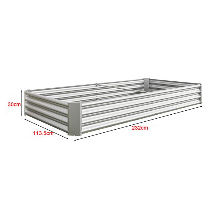Jardinière surélevée extérieure - BELLEMAVE - Bac de jardin en métal - Sans fond - 232 x 113,5 x 30 cm - Vert