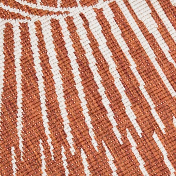 Tapis rond d'extérieur, kilim reversible Ø120cm LYN2 B ROND REVERSIBLE orange et crème