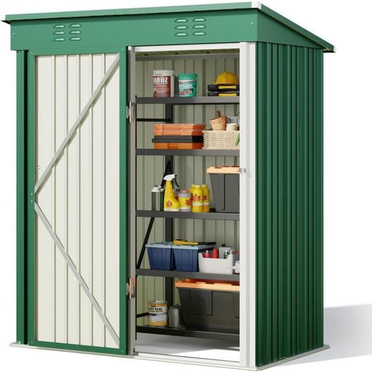 Abri de jardin - BEALIFE - Métal - Acier galvanisé - 162 x 94 x 182 cm - Vert
