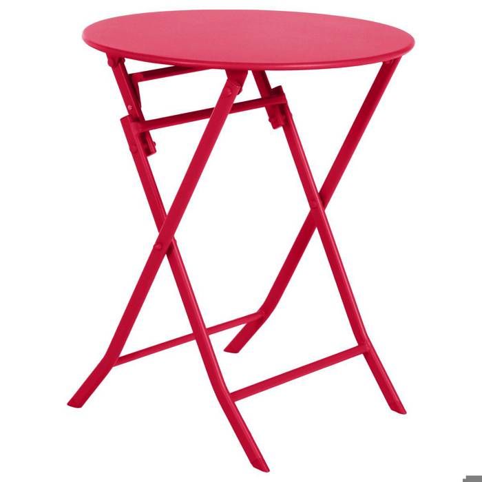 Table de jardin pliante ronde "Greensboro" vert olive 2 places en acier traité époxy - Hespéride