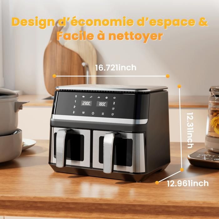 Friteuse sans huile Vulcanterre - Airfryer BW8020D - 12 L Capacité  - Cuisine multi - programmes - Cavité métallique - Écran LED