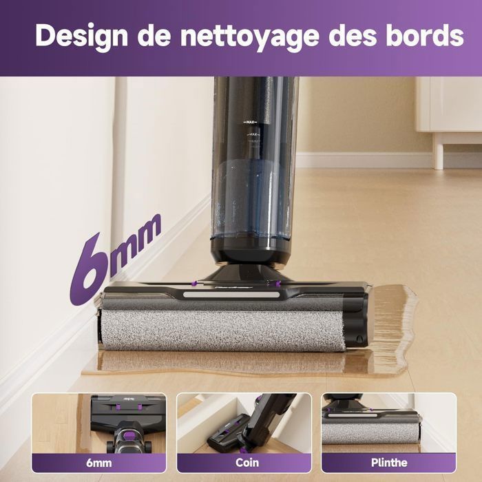 Aspirateur Laveur 3-en-1 20000Pa-2026 Redroad H15-Autonomie 50 Mins,Autonettoyage & Auto-Propulsé,Grand réservoir 910ML,Écran LED