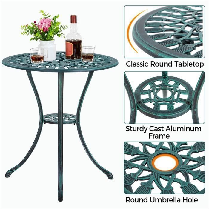 Ensemble Salon de Jardin Balcon Bistro - Yaheetech - Table 59x67 cm - Chaise 44x85,5 cm - Alliage d'aluminium