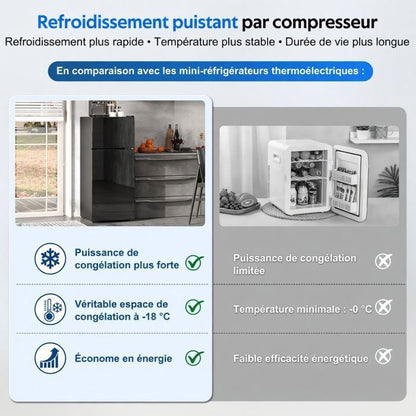 Mini réfrigérateur - Memkey - 76 L - 43,5 x 40 x 71,6 cm - Noir - LED, 6 L congélateur