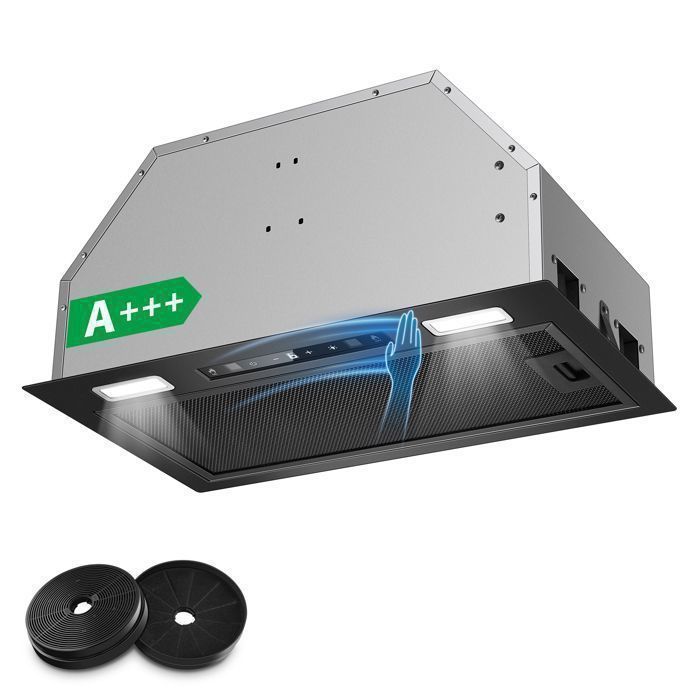 Hotte Aspirante-hotte encastrable-750 m³/h-L 52cm Kichpower -Gestuelle - Tactile - Booster - Recyclage avec Filtre à Charbon - A+++