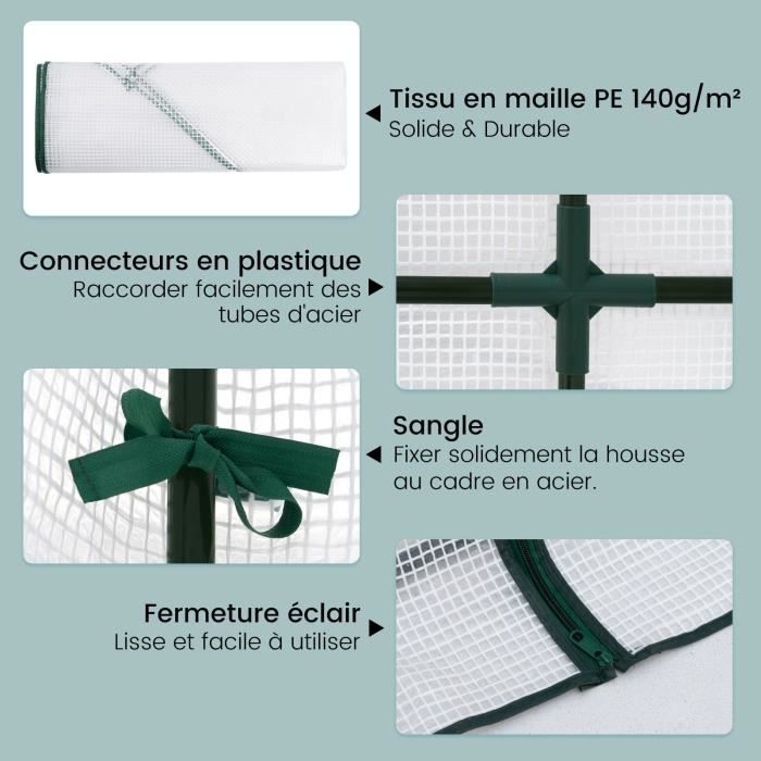 WOLTU Serre de Jardin avec Bâche PE Renforcée Imperméable, Serre d'hivernage Murale adossée, 200x100x210cm, Blanc W0UETT0054