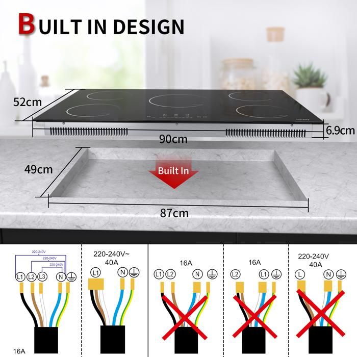 Table de cuisson à induction - ISEASY - 2 feux - Écran tactile - 3400W - Verrouillage enfant