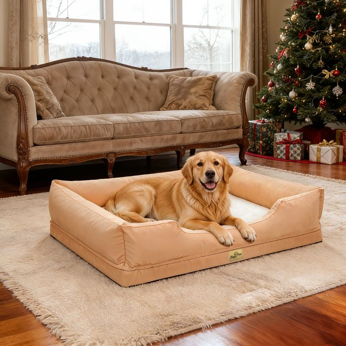 Panier Chien Orthopédique - BingoPaw - Coussin Déhoussable pour Chiens, Mémoire de Forme, Anti-dérapant - Gris 127x94x24cm