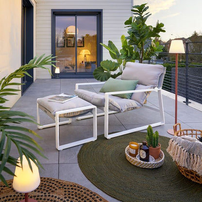 Fauteuil relax de jardin "Lambinio" blanc en aluminium en acier traité en epoxy - Hespéride
