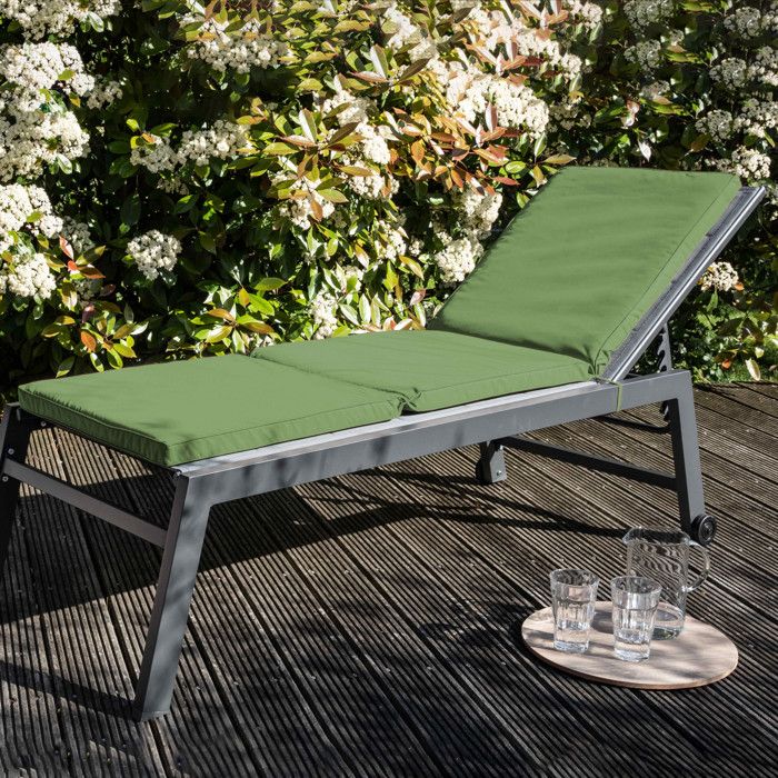 Lot de 2 coussins bain de soleil polyester bleu 186 x 53 x 5 cm Picchu - Oviala