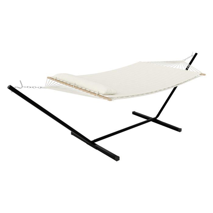 Hamac Double avec Support - 450 lbs, Toile Coton & Coussin Amovible - Pour Jardin, Intérieur/Extérieur, Vert