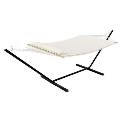 Hamac Double avec Support - 450 lbs, Toile Coton & Coussin Amovible - Pour Jardin, Intérieur/Extérieur, Vert