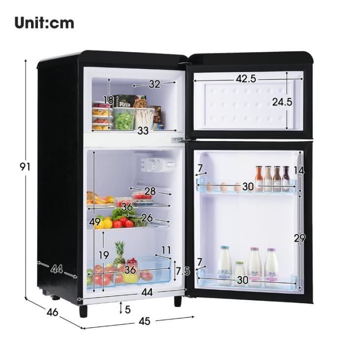Réfrigérateur rétro - LANGTU - Retro 60L - 2 portes - Congélateur 22 L - 46 dB