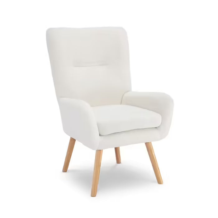 Fauteuil Scandinave Moderne Gaïa Tissu Bouclette Blanc Fauteuil
