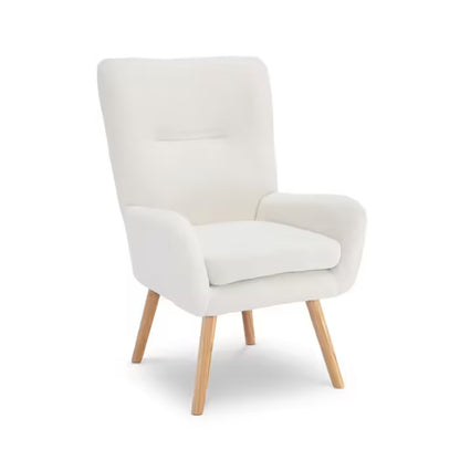 Fauteuil Scandinave Moderne Gaïa Tissu Bouclette Blanc Fauteuil