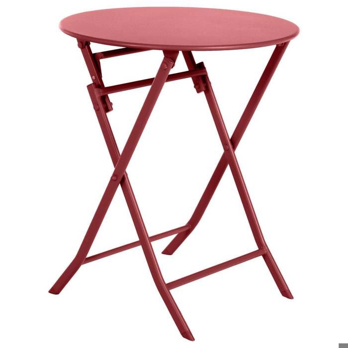 Table de jardin pliante ronde "Greensboro" vert olive 2 places en acier traité époxy - Hespéride