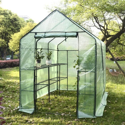 WOLTU Serre de Balcon-Jardin-Terrasse en PE, Serre à tomate avec porte, Serre pour légumes, Cadre en acier, 143x215x195 cm, Vert